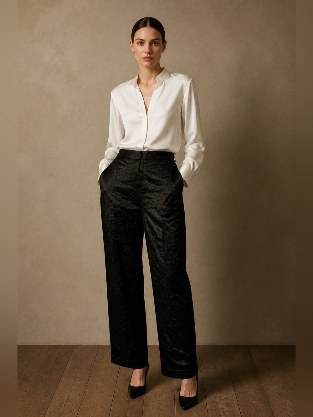 Rachel Comey Black Textured Straight-Leg Trousers